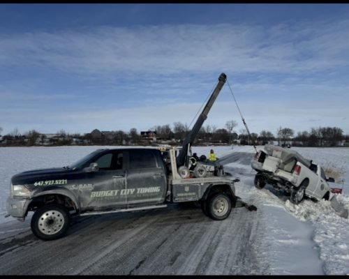 Car recovery from snow in Barrie